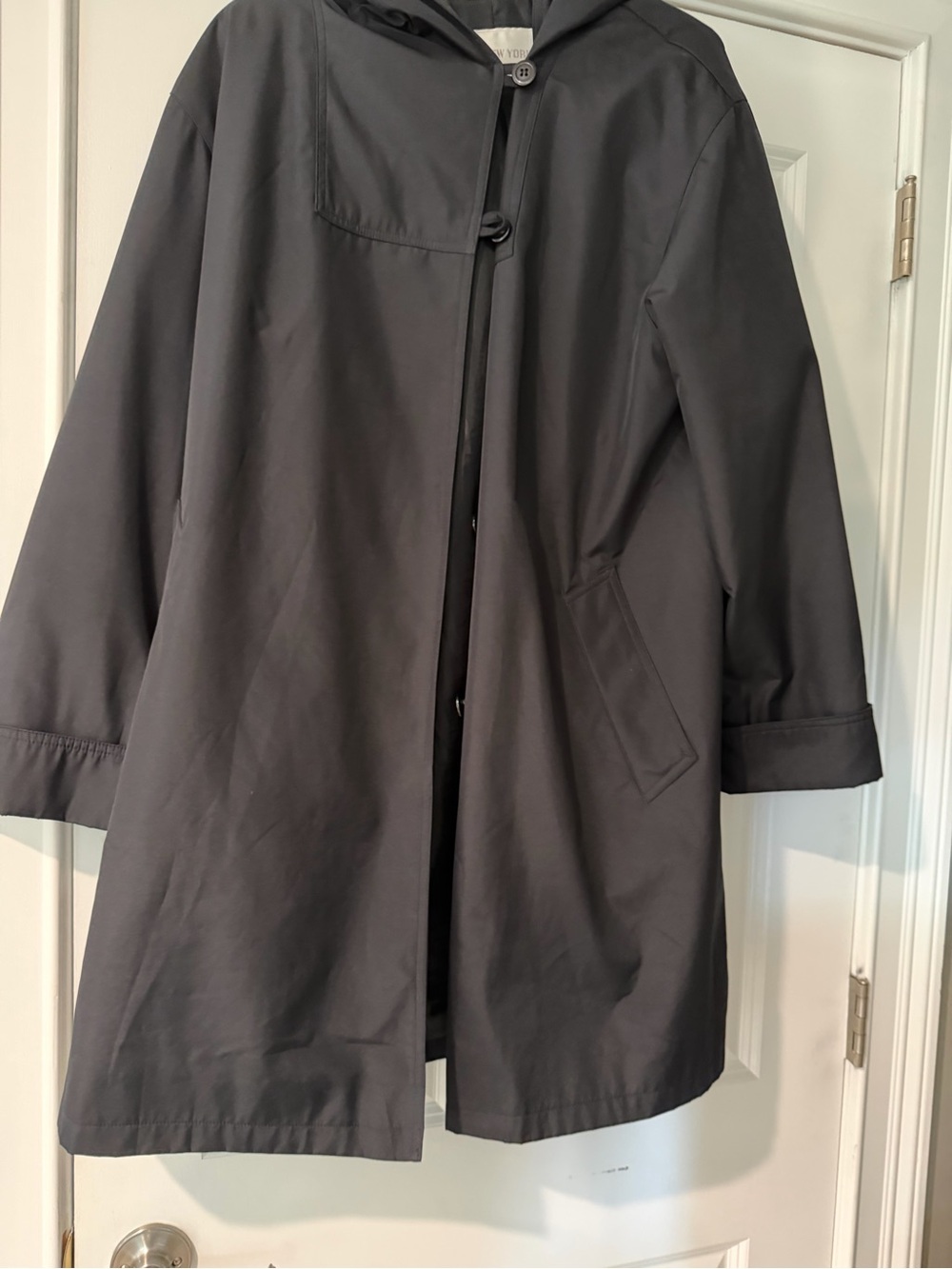 Jones New York Black Hooded Trench Coat